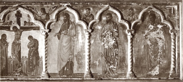 Sansoni, Mario — Paolo Veneziano - affine - sec. XIV - Cristo crocifisso tra la Madonna e san Giovanni Evangelista; Santi — particolare
